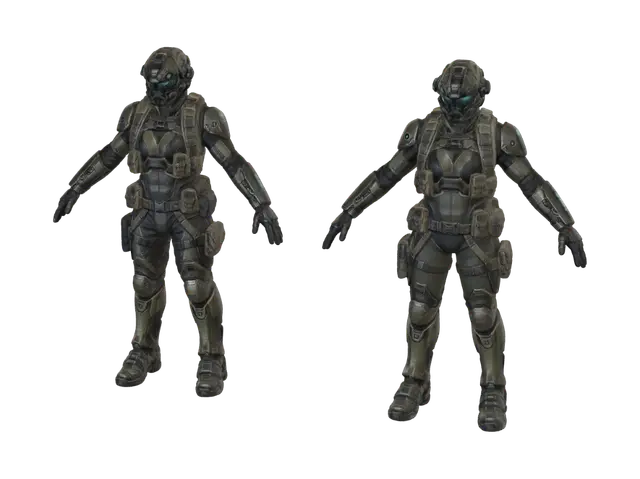 special forces infiltration suit operatives - Masseffect 3D model, vytvořený pomocí AI