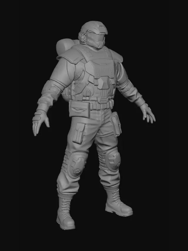 3D model for Using the supplied images, create a combat freighter with an aggressive military shape, visible armor panels, an elongated form with hangars on top for fighter jets, a repair area in the middle of the stern, a bridge on the upper deck, a centrally located magnetic spine cannon, and angled plates along the dorsal area, mirroring the spine's angle, protecting a cargo and living area. The design features metallic colors and a body shape inspired by the art of the mass effect franchise.