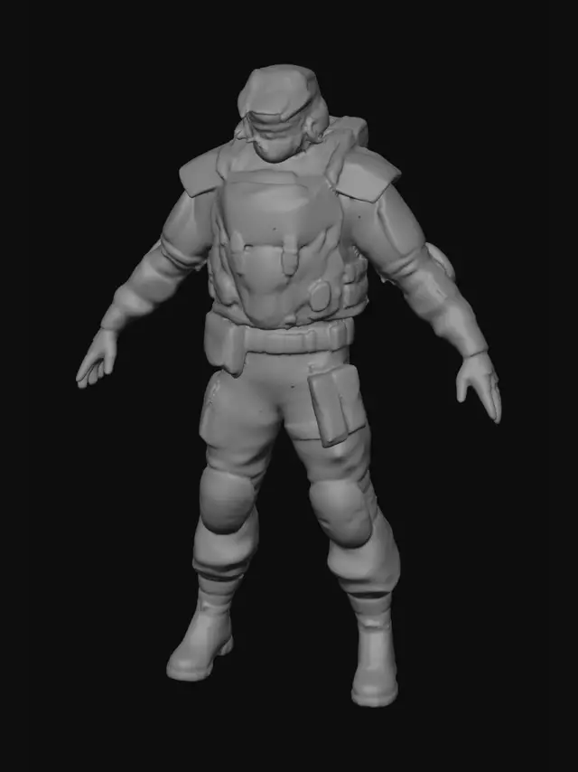 3D model for Using the supplied images, create a combat freighter with an aggressive military shape, visible armor panels, an elongated form with hangars on top for fighter jets, a repair area in the middle of the stern, a bridge on the upper deck, a centrally located magnetic spine cannon, and angled plates along the dorsal area, mirroring the spine's angle, protecting a cargo and living area. The design features metallic colors and a body shape inspired by the art of the mass effect franchise.