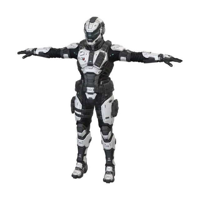 GAO exploration armor "shine" SN 01 - Operator 3D-model, gegenereerd door AI