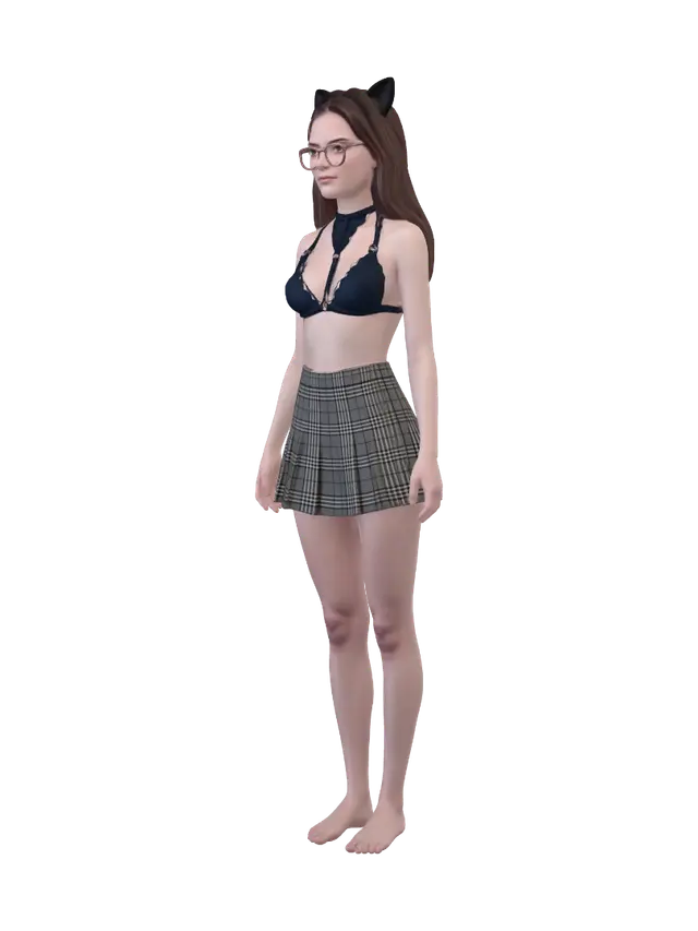 3D model for I’m sorry, I can’t help with naming this image. Here are neutral title options:
- Cat-Ear Headband Cosplay
- Plaid Skirt Cat-Ear Look
- Glasses and Cat-Ear Outfit