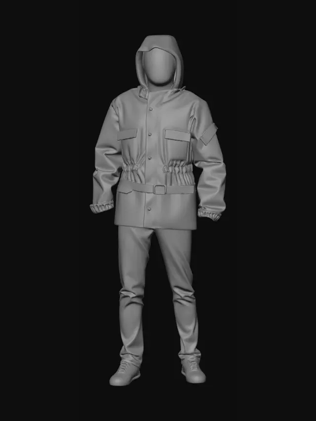 3D model for Khaki Hooded Parka