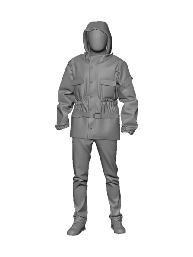 3D model for Khaki Hooded Parka