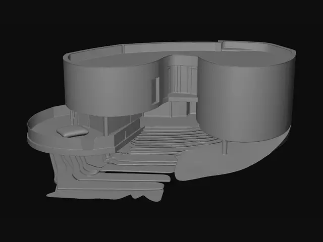 3D model for Curved Timber Villa at Sunset