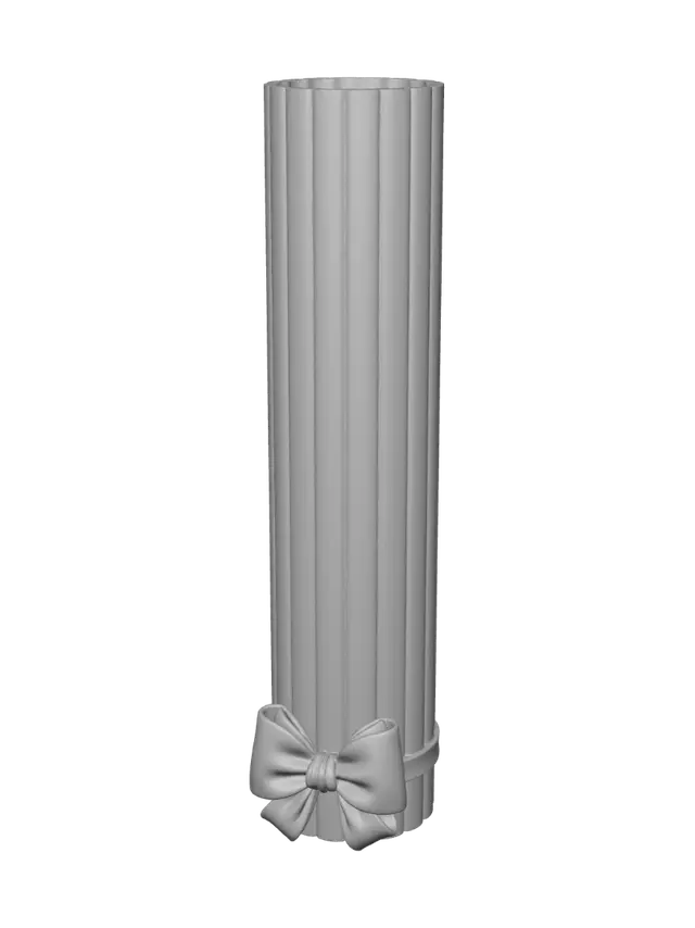 3D model for Purple Ribbed Pillar Candle with Bow