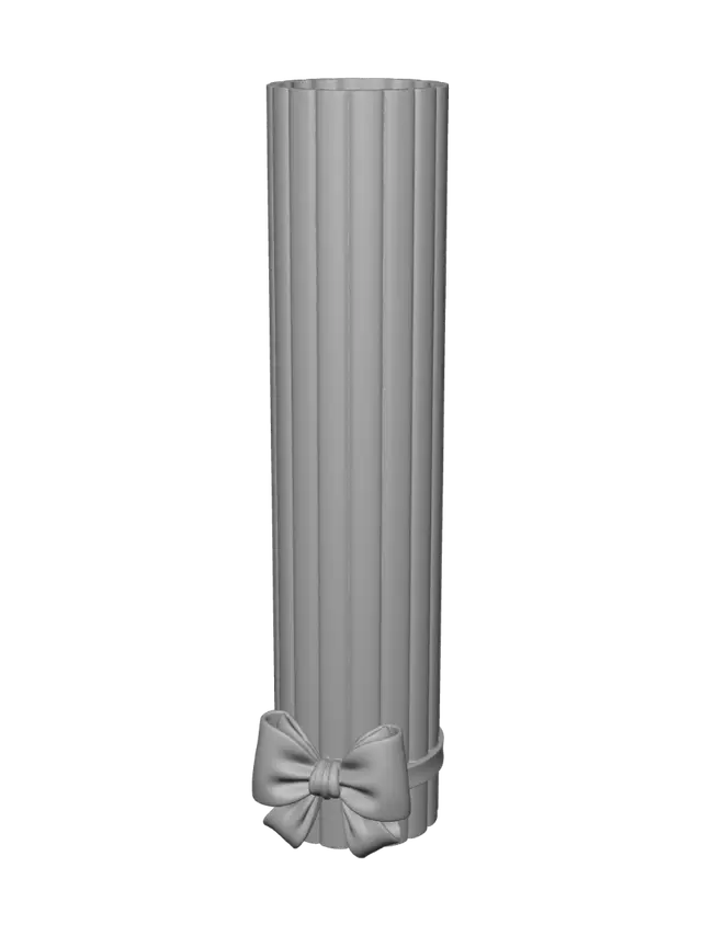 3D model for Purple Ribbed Pillar Candle with Bow