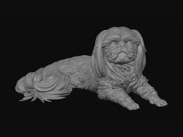 3D model for Puppy on a Plaid Bed