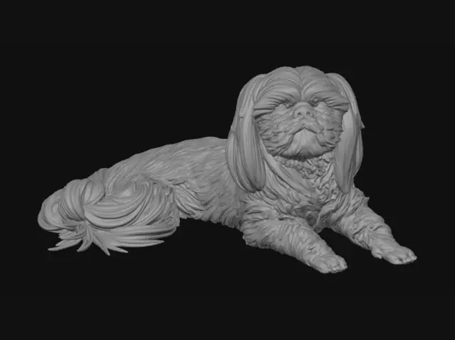 3D model for Puppy on a Plaid Bed