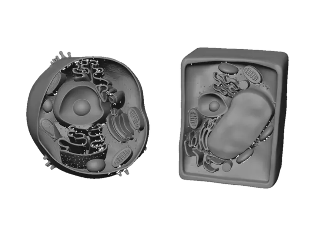 3D model for 动物细胞与植物细胞对照图