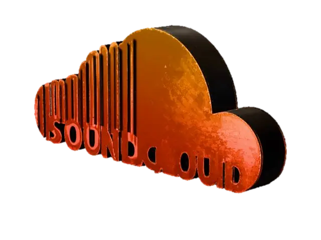 SoundCloud Logo - Squiggle-3D-modell, genererad av AI