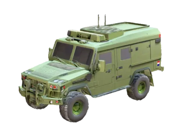 3D model for 3D printing, military field ambulance vehicle, rugged off-road tires,… - Stl 3D model, vytvořený pomocí AI