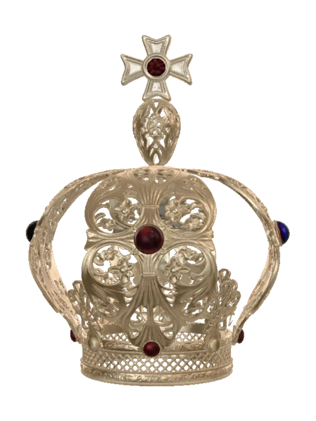 3D model for Golden Crown with Red Gems
