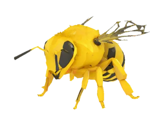 Low Poly Bee 3D model, vytvořený pomocí AI