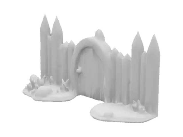 3D model for a lowpoly cartoonish  wooden palisade entrance
