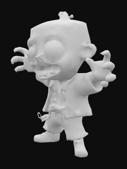 3D model for image of a cartoonish zombie in low 
poly style