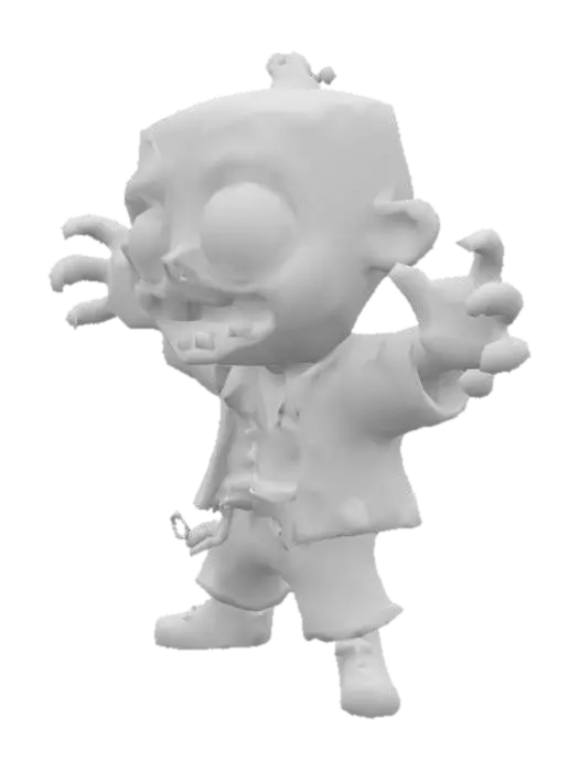 3D model for image of a cartoonish zombie in low 
poly style