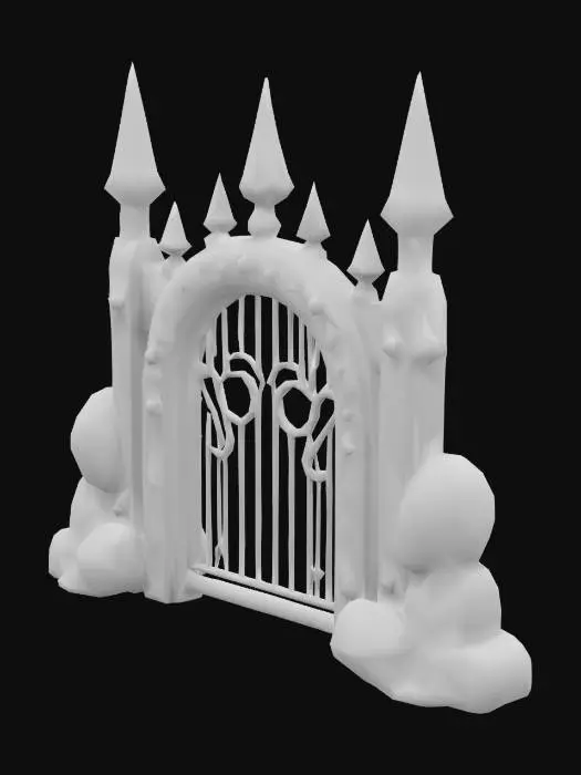 3D model for a lowpoly cartoonish metal pikes gate