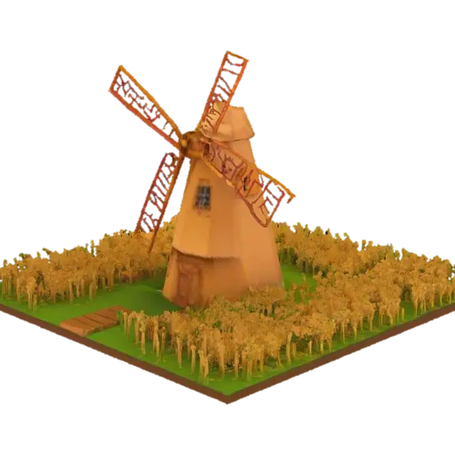 Windmill Harvest 3D model, vytvořený pomocí AI