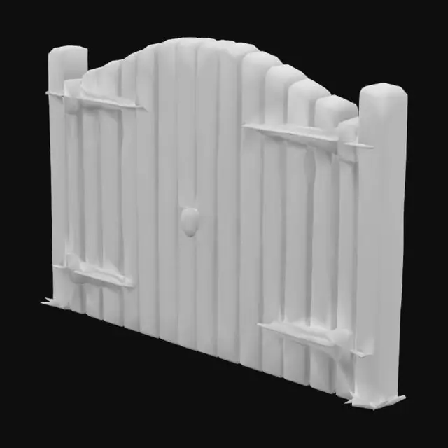 3D model for a lowpoly cartoonish wooden fence gate