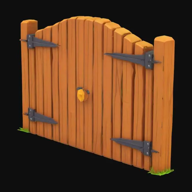 3D model for a lowpoly cartoonish wooden fence gate