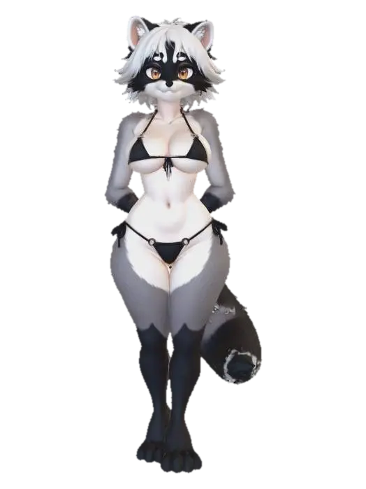 racoon girl - Raccoon 3D model, vytvořený pomocí AI