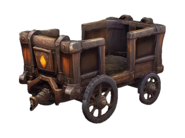 A empty mining carriage, Stylized video game asset, world of warcraft art style 3D model, vytvořený pomocí AI