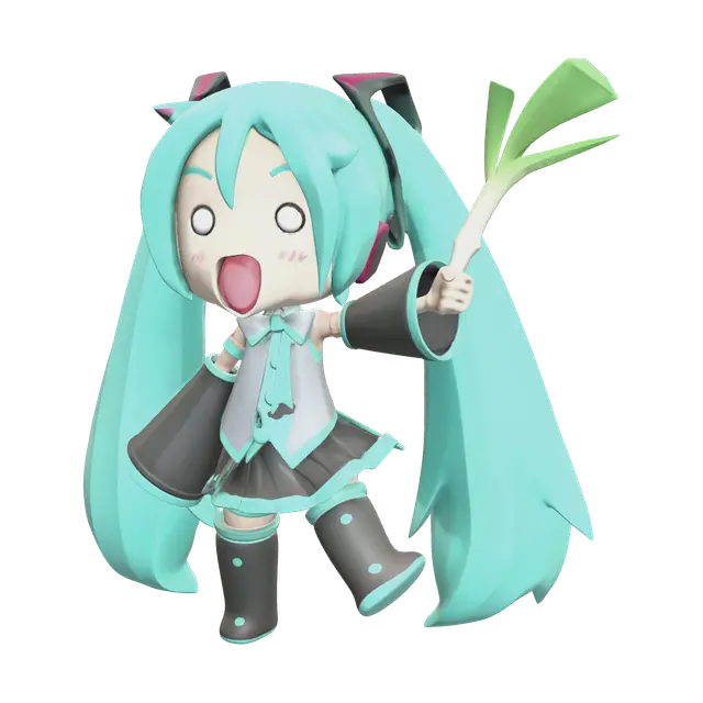 Modern Miku Chibi - Vocaloid 3D model, AI generated
