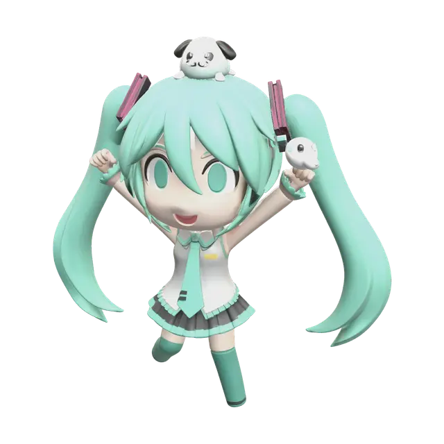 Miku Chibi - Vocaloid 3D model, vytvořený pomocí AI
