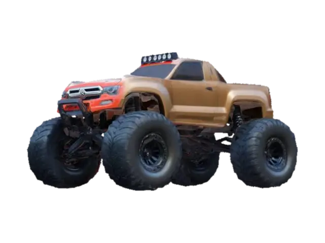 rc truck, off road, large wheels, 4 wheel drive, trophy truck body, Highly… - Fourwheeldrive 3D model, vytvořený pomocí AI