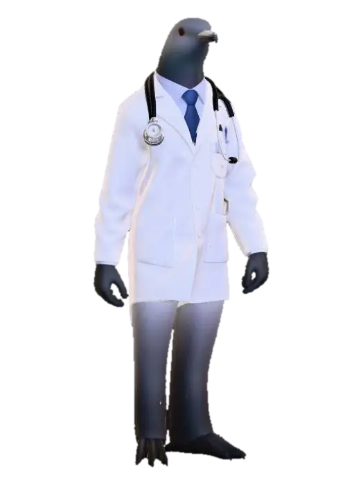 Pigeon-Headed Doctor in Hallway - Meme 3D model, vytvořený pomocí AI