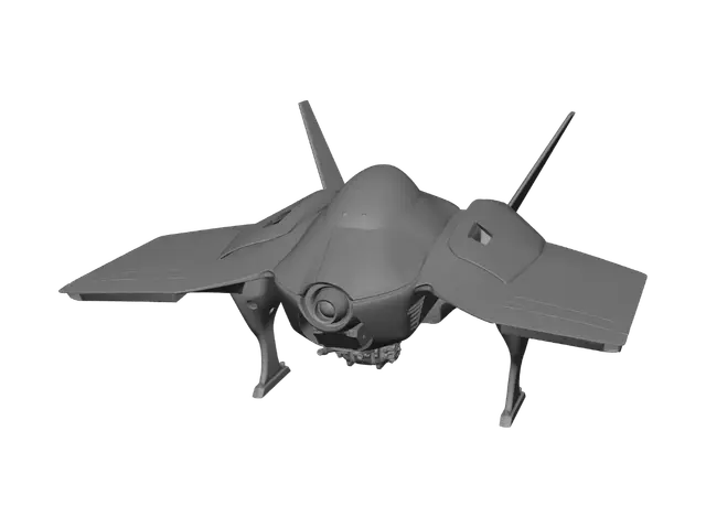 3D model for A futuristic military reconnaissance drone, featuring a polished silver fuselage with sharp, metallic red accents. Its aerodynamic, sleek design suggests high speed and maneuverability. A compact, high-tech weapon module is seamlessly integrated on its side, positioned just above the swept-back wings, presenting a formidable yet refined appearance with a smooth, hard surface.