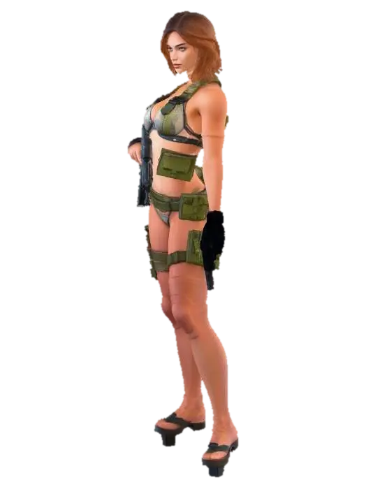 Ela from Rainbow Six Siege reimagined in a bold, beach-ready look while keeping… 3D model, vytvořený pomocí AI