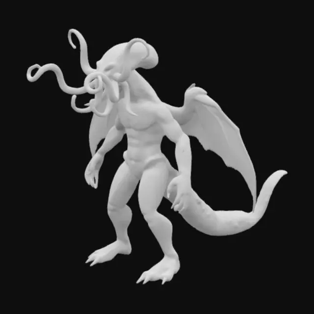3D model for giant monster hybrid with an octapus head with tentacles a humens body and dragons tail and wings