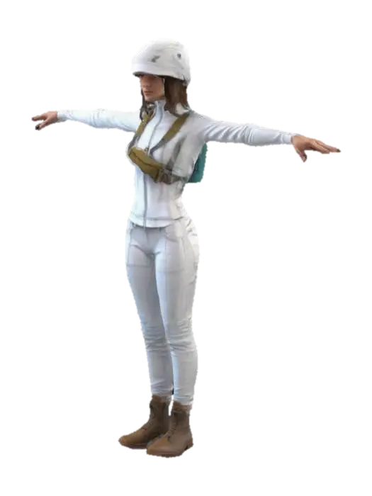 create clothes of the future that women with backpack will wear, clothes should… - Ecofriendly 3D model, vytvořený pomocí AI