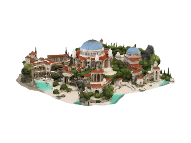 Elysian Island - Vision 3D model, vytvořený pomocí AI