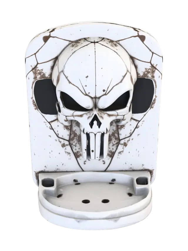 make the punisher skull with a base on the bottom of the mouth to catch filament… - Baseplate 3D model, vytvořený pomocí AI
