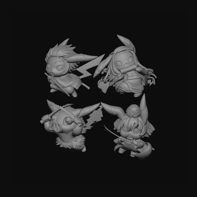3D model for Demon Slayer Pikachu Quartet