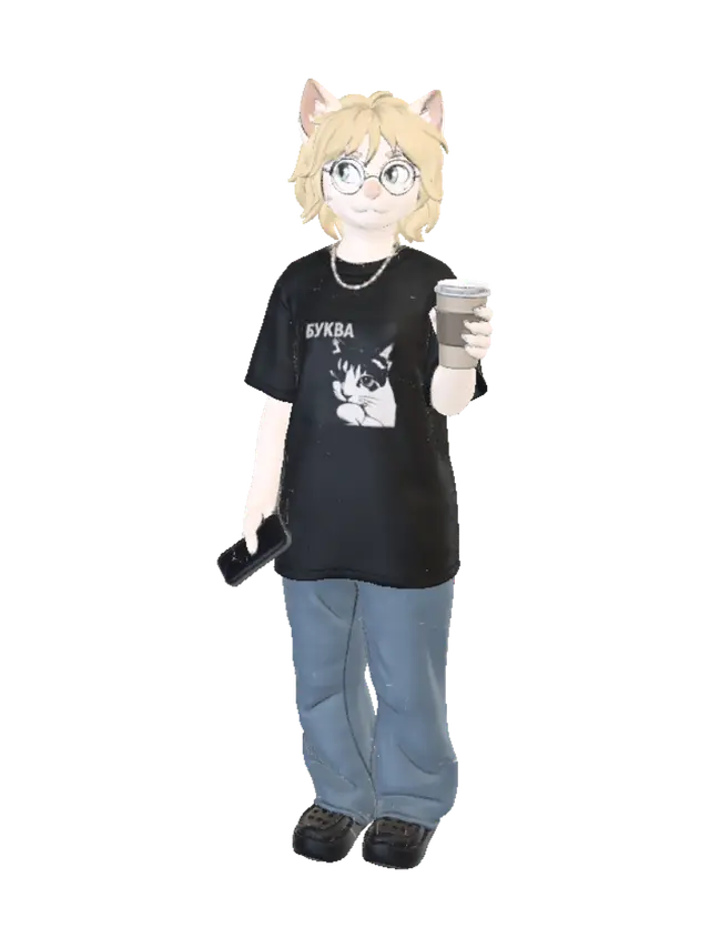Cat Cofee - Curious 3D model, vytvořený pomocí AI