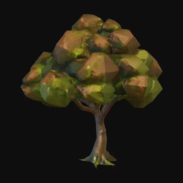 3D model for A green-brown medium tree. Unreal Engine 4 low poly.