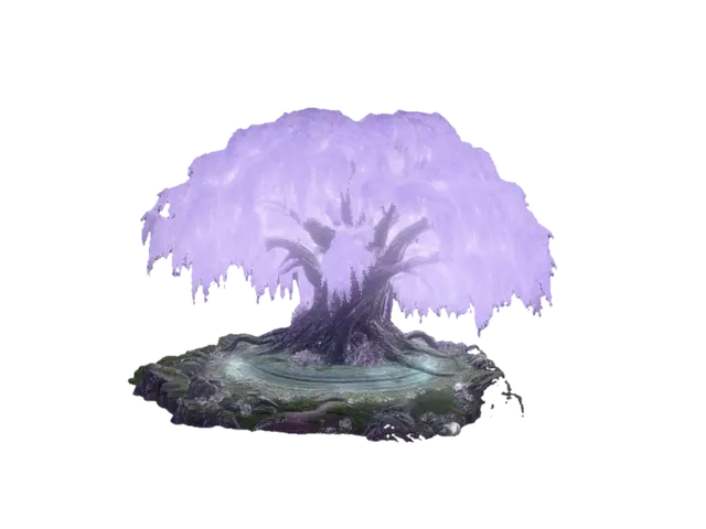 Radiant Purple Tree 3D model, vytvořený pomocí AI