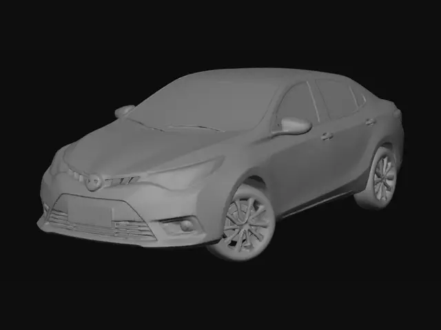 3D model for Crimson Sedan in a Snowy Landscape