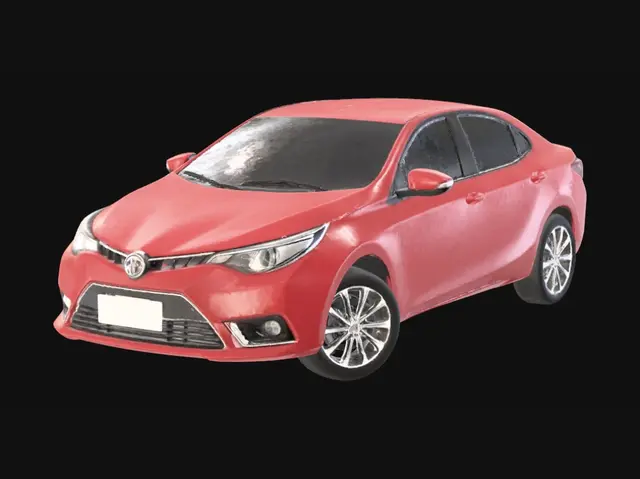 3D model for Crimson Sedan in a Snowy Landscape