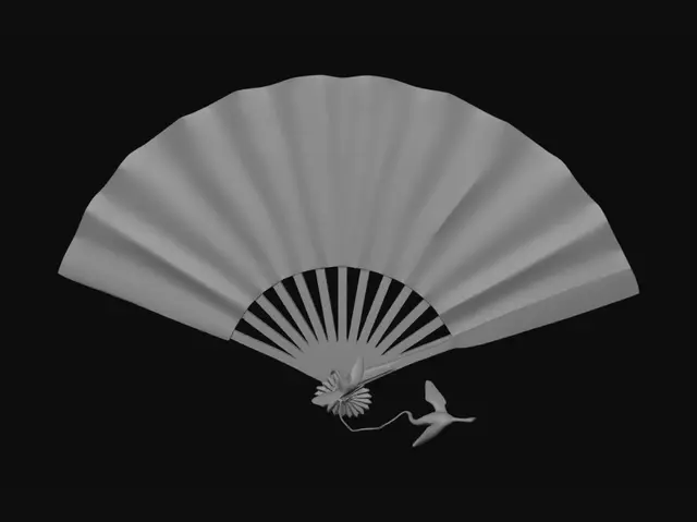 3D model for Crane on a Patterned Folding Fan