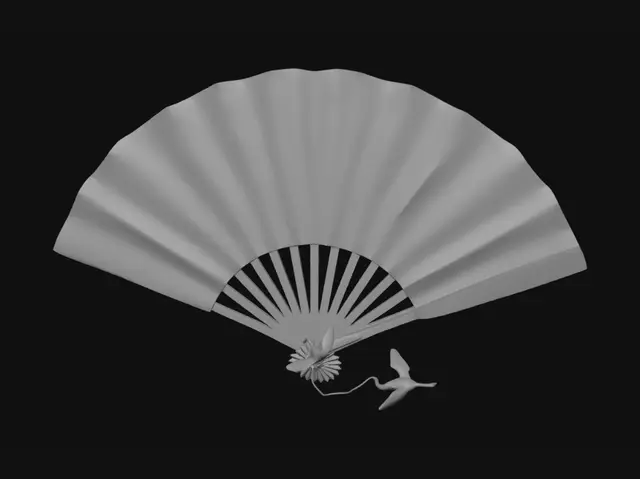 3D model for Crane on a Patterned Folding Fan