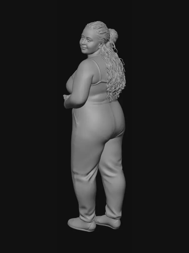 3D model for Patterned Jumpsuit Portrait in Stone Courtyard