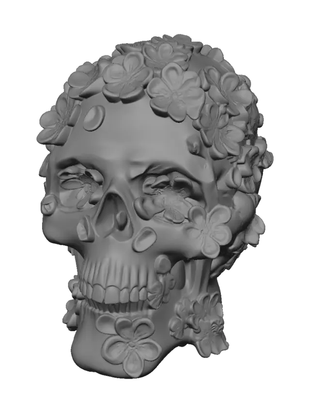 3D model for Floral Skull Bust