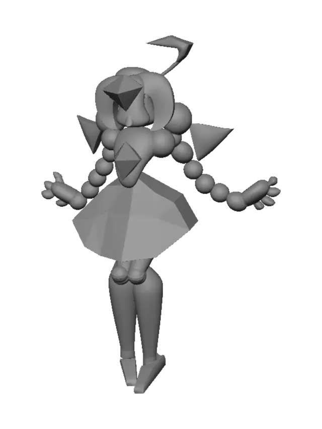 3D model for Geometric Noir Marionette with Checkered Dress