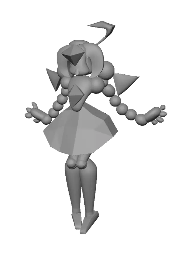 3D model for Geometric Noir Marionette with Checkered Dress