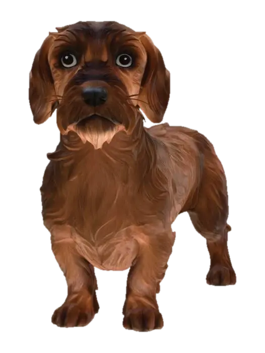 Dachshund wirehaired 3D model, vytvořený pomocí AI