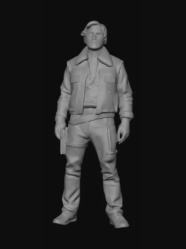 3D model for 30 year old  Harrison Ford dressed as Han Solo from the Star wars movie episode 4-6